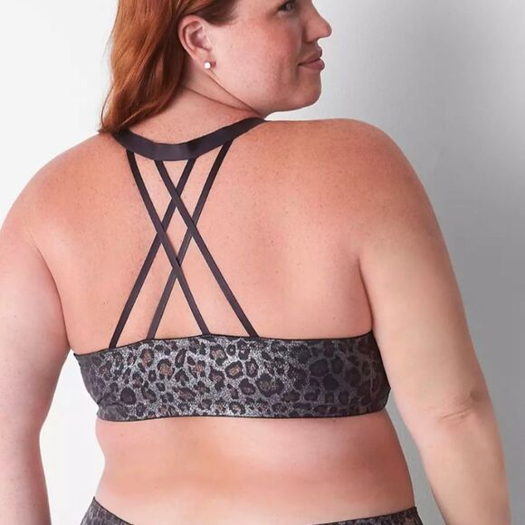 Cacique Metallic Animal Print Front Closure Strappy Boost Plunge Push-up Bra 40C - Picture 2 of 8